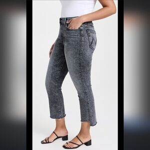 MOTHER DENIM The Insider Crop Step Fray Jeans Black Faded Size 31
